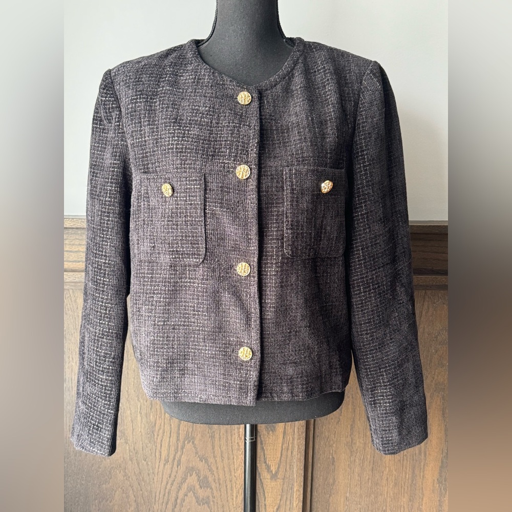 Black Women's Jacket with gold buttons size XL